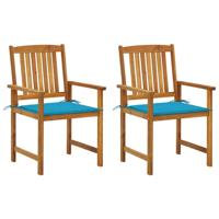 Tuinstoelen 2 st met kussens massief acaciahout - thumbnail