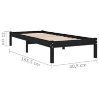 Bedframe massief hout zwart 75x190 cm - thumbnail