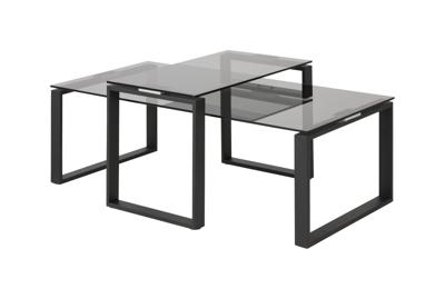 Bendt Salontafel 'Lone', Set van 2 stuks, Rookglas 115 x 69cm, kleur zwart