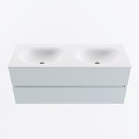 MONDIAZ VICA 120cm badmeubel onderkast Clay 2 lades. Wastafel MOON dubbel 2 kraangaten, kleur Talc. - thumbnail