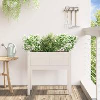VidaXL Plantenbak met poten 70x31x70 cm massief grenenhout wit - thumbnail