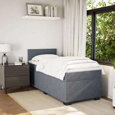 Boxspring met matras fluweel donkergrijs 90x200 cm