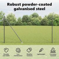 VidaXL Afrasteringspaal 7 pcs grijs staal - thumbnail