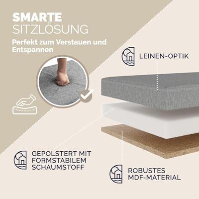 Opvouwbare Zitbank met opbergruimte en deksel - 80cm - Lichtgrijs Opvouwbare Zitbank met opbergruimte en deksel - 80cm - Lichtgrijs