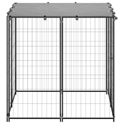 VidaXL Hondenkennel 110x110x110 cm staal zwart VidaXL Hondenkennel 110x110x110 cm staal zwart