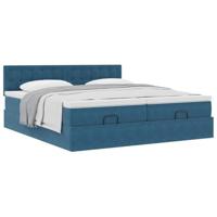 Ottoman bed met matrassen 160x200cm fluweel donkerblauw - thumbnail