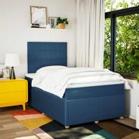 Boxspring met matras stof blauw 120x200 cm - thumbnail