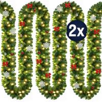 Kerstguirlande , slinger, kerstslinger 5mtr 80xLED -in/outdoor - inclusief - versiering - thumbnail