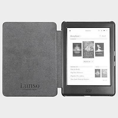 Lunso - Kobo Glo / Glo HD / Touch 2.0 (6 inch) - Vegan saffiano leren sleepcover hoes - Zwart