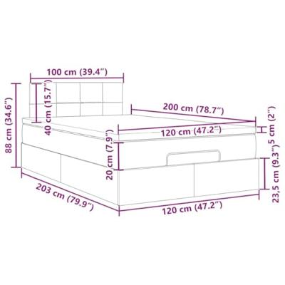 Ottoman bed met matras 120x200 cm fluweel lichtgrijs