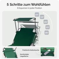 Ligbed Ibiza Groen 190x59x29cm Alu Zonnescherm - thumbnail