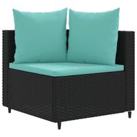10-delige Loungeset met kussens poly rattan zwart - thumbnail