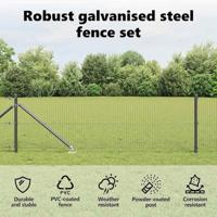 VidaXL Afrasteringspaal grijs 25 x 0,5 m (25 x 25 mm gaas) staal - thumbnail