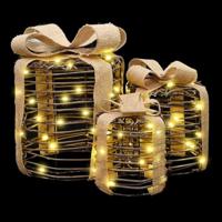Cadeau Doos Decoratie 3 pcs Warmwit 12 cm 15 cm 20 cm Rattan - thumbnail