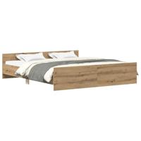 Bedframe zonder matras spaanplaat artisanaal eikenkleurig - thumbnail