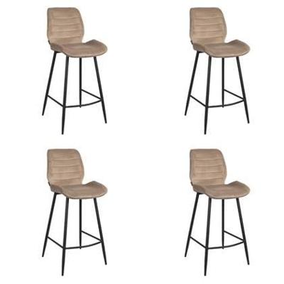 Bronx71 Velvet barkruk Toby taupe 71 cm - Barkrukken set van 4