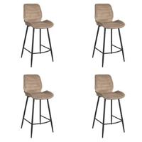 Bronx71 Velvet barkruk Toby taupe 71 cm - Barkrukken set van 4 - thumbnail