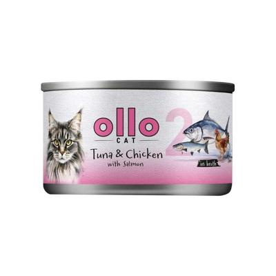 OLLO Cat nr 2 Tuna & Chicken with salmon in broth - nat kattenvoer - 70g