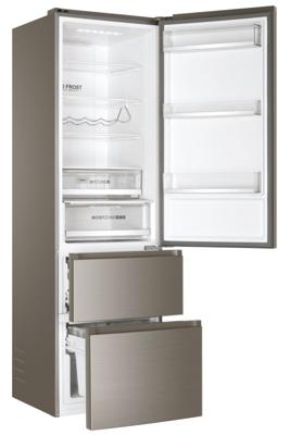 Haier 3D 60 Serie 3 A3FE837CHJ koel-vriescombinatie 371 l D Zilver Haier 3D 60 Serie 3 A3FE837CHJ koel-vriescombinatie 371 l D Zilver