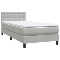 Boxspring met matras en LED fluweel lichtgrijs 80x220 cm - thumbnail