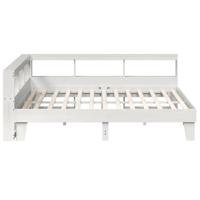 Bed met boekenkast zonder matras grenenhout wit 200x200 cm - thumbnail