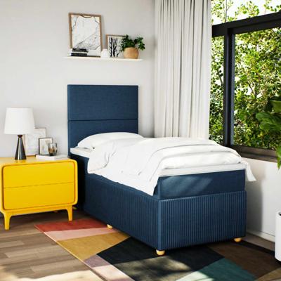 Boxspring met matras stof blauw 140x190 cm - thumbnail