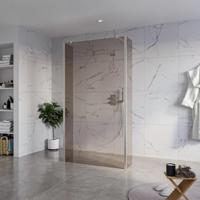 Fortifura Galeria Vrijstaande Inloopdouche - 110x200cm - Rookglas - antikalk - 8mm veiligheidsglas - 2 zijwanden 40cm - wandsteunen en hoekprofielen - Geborsteld RVS PVD (RVS) SW927769 2x/SW915252/SW797934 2x/SW798730 2x - thumbnail