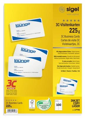 Visitekaart sigel 85x55 blanco 225gr ronde hoek wt | 10 stuks