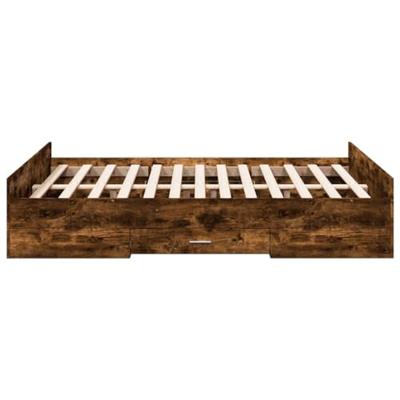 Bedframe met lades bewerkt hout gerookt eikenkleurig 120x190 cm