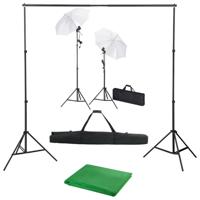 Fotostudioset met achtergrond, lampen en paraplu's - thumbnail