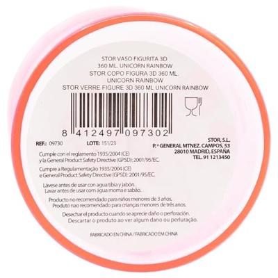 Beker met Rietje Stor Unicorn Rainbow Roze (360 ml)