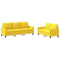 2-delige Loungeset met kussens stof lichtgeel - thumbnail