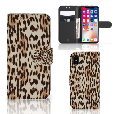 Apple iPhone X | Xs | Telefoonhoesje | Met pasjeshouder | Leopard