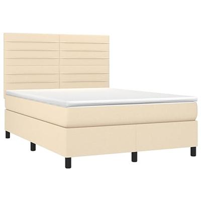 Boxspring met matras stof crèmekleurig 140x190 cm