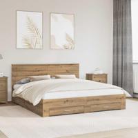 Bedframe met hoofdeinde Artisan Eiken 180 x 200 cm Bewerkt hout - thumbnail