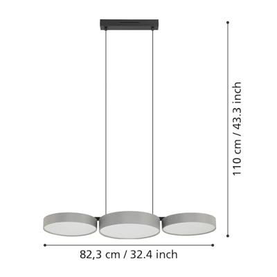 Eglo Led hanglampBarbano-Z 3-lichts - grijs - 900856