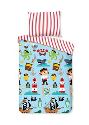 Good Morning Ledikant babydekbedovertrek "piraten/ zee thema" - Multi - (100x135 cm) - Katoen