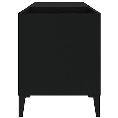 Platenkast 84,5x38x48 cm bewerkt hout zwart Platenkast 84,5x38x48 cm bewerkt hout zwart