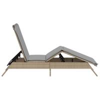Ligbed met kussen poly rattan beige - thumbnail