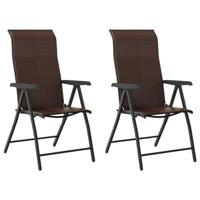 Tuinstoelen 2 st inklapbaar poly rattan bruin - thumbnail
