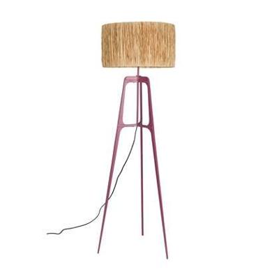 Dutchbone Vloerlamp 'Afra' Raffia, 157cm, kleur Plum