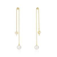 Elenza Goudkleurige Oorbellen met Parel en Ster - Verfijnde Dames Sieraden - thumbnail