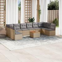 11-delige Tuinset met kussens poly rattan beige - thumbnail