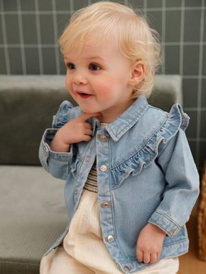 Babyjasje van denim met ruches gebleekt denim