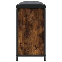 Schoenenbankje met klaplade 102x32x56 cm gerookt eikenkleurig - thumbnail