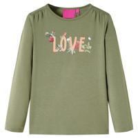Kindershirt met lange mouwen love-print 128 kakikleurig - thumbnail