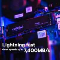 Crucial CT1000T500SSD8 T500 SSD, 1 TB, M.2 2280, PCIe 4.0 NVMe, 7300/ 6800 MB/s, No HS - thumbnail