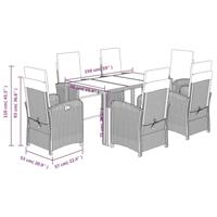 7-delige Tuinset met kussens poly rattan zwart - thumbnail