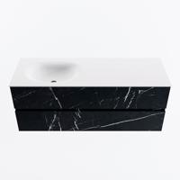 MONDIAZ VICA 130cm badmeubel onderkast Marquina 2 lades. Wastafel MOON links 1 kraangat, kleur Talc. - thumbnail