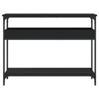 Wandtafel met schap 100x29x75 cm bewerkt hout zwart - thumbnail